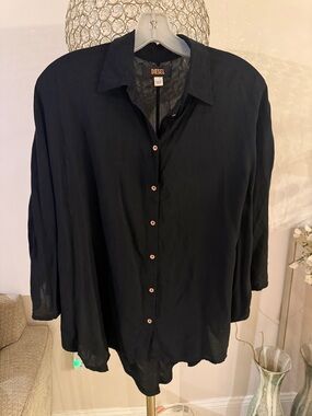 Diesel Oversized Black Button-Down tunic L